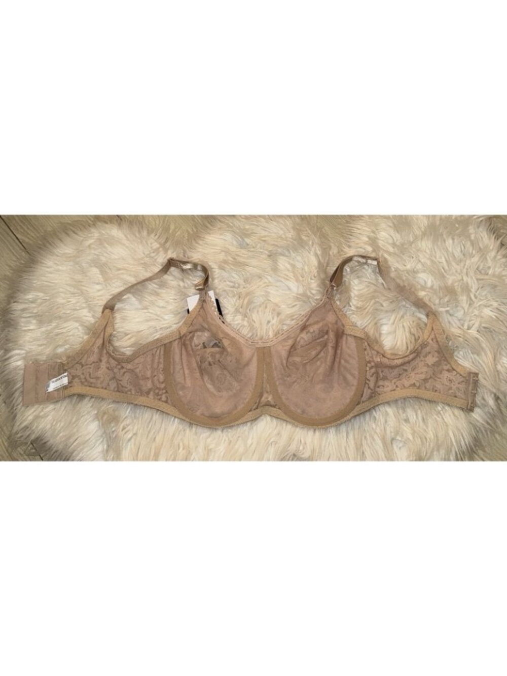 Bali 3432 Lace N Smooth Full Coverage Bra Underwire Sheer Womens 36D Beige New - Picture 5 of 6